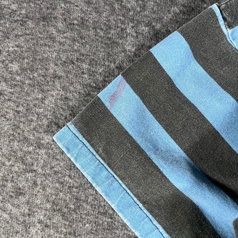 Vintage 80s Quiksilver Surf Striped Tshirt Made in USA Blue Faded Size Large - Picture 5 of 7